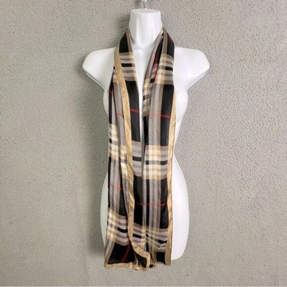 MENS CHECKERED SCARF BLACK AND TAN